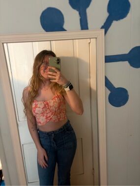 Madden nyc floral crop tank top with padding